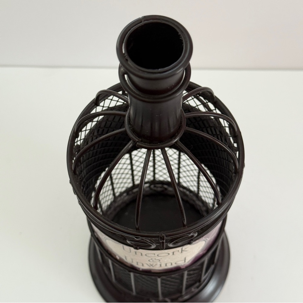Bottle Shaped Wine Corks Storage Cage Brown Metal 'Uncork & Unwind' - Picture 5 of 8